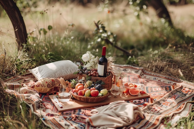 Gratis foto een dromerige picknick, stilleven.