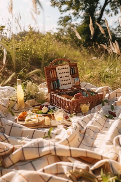 Gratis foto een dromerige picknick, stilleven.