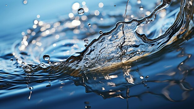 Een gedetailleerde glimp van de kinetische energie van een spetterend water die de boeiende harmonie tussen licht en schaduw toont