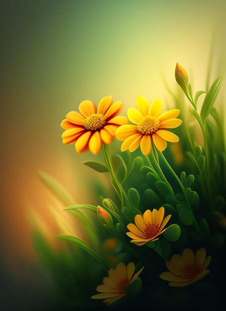 Een gele bloem op een groene achtergrond