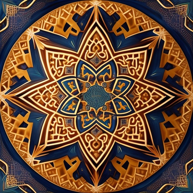 Een goud en blauw patroon met het woord Celtic erop.
