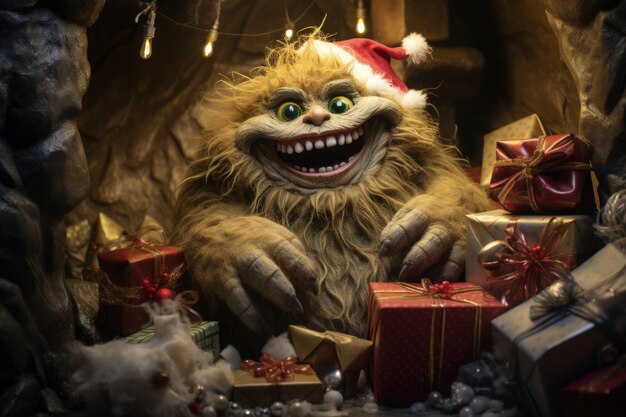 Een grillig wezen dat de Grinch illustreert.