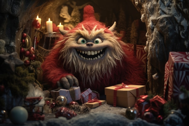 Een grillig wezen dat de Grinch illustreert.