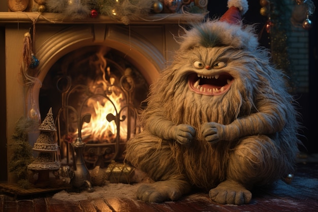 Gratis foto een grillig wezen dat de grinch illustreert.