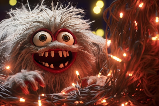 Gratis foto een grillig wezen dat de grinch illustreert.