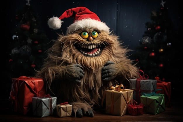 Gratis foto een grillig wezen dat de grinch illustreert.