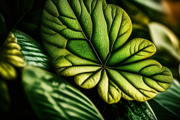 Gratis foto een groen blad met een groot hart in het midden