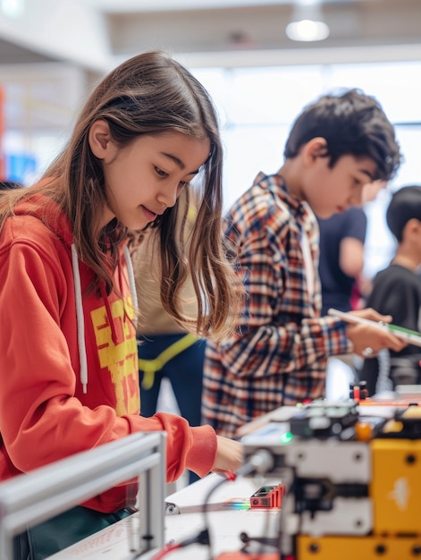 Gratis foto een groep jonge tieners viert de wereld jeugddag door samen activiteiten uit te voeren