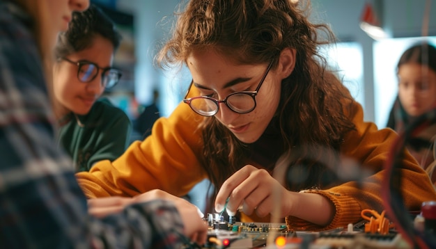 Gratis foto een groep jonge tieners viert de wereld jeugddag door samen activiteiten uit te voeren