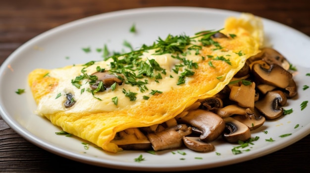 Een heerlijke paddenstoel omelet op een bord