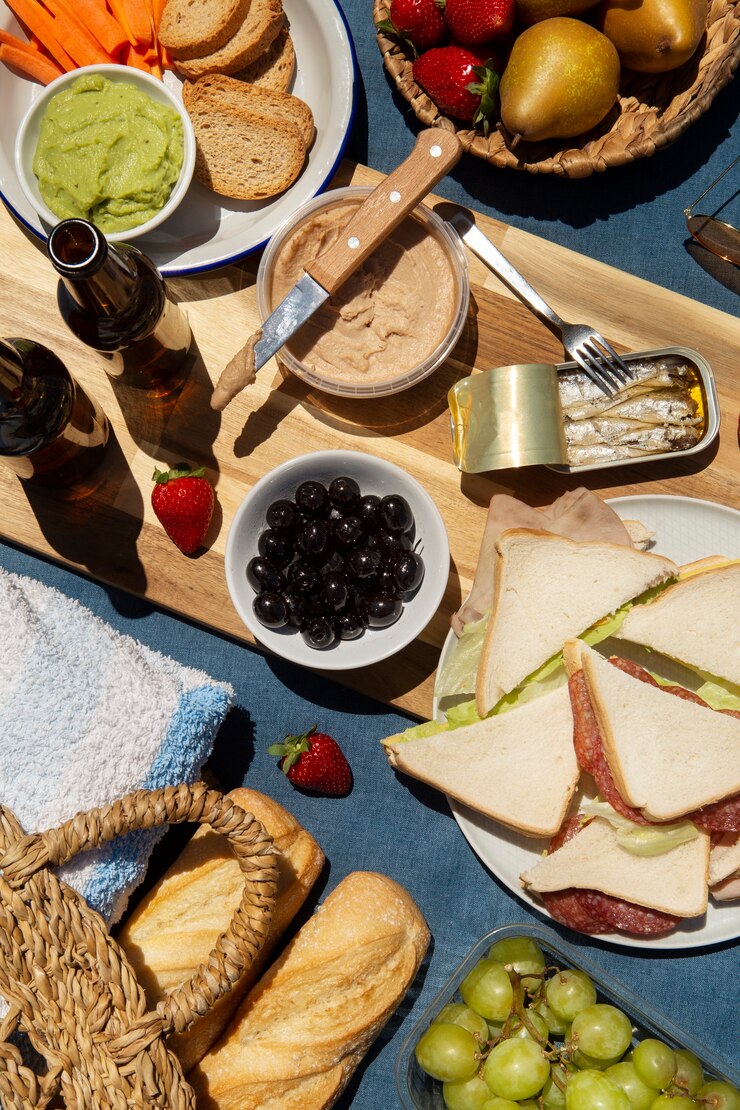 Gratis Foto een heerlijke picknick stilleven.