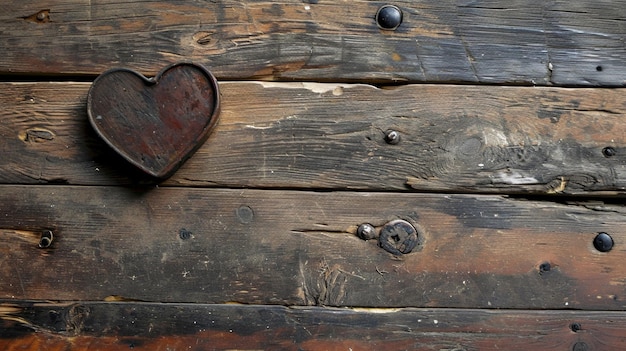 Gratis foto een houten hart op een oude houten vloer