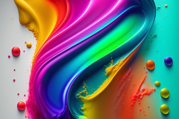 Een kleurrijke achtergrond met een druppel water.