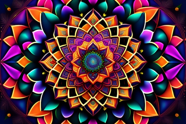 Gratis foto een kleurrijke mandala met een patroon van kleuren.