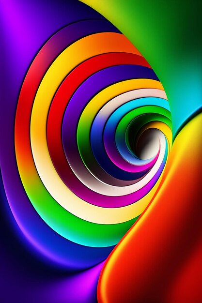 Een kleurrijke spiraal met een regenboogkleurig patroon.