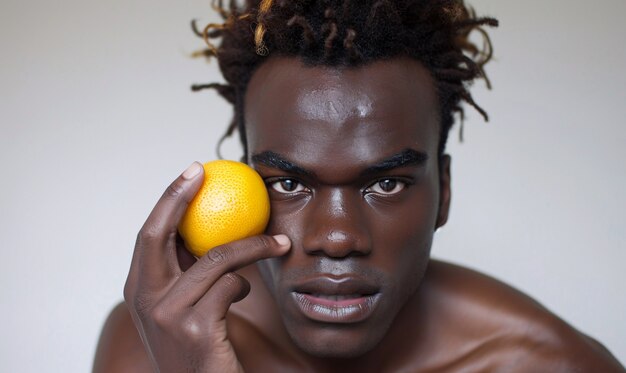 Een knappe man poseert in de studio.