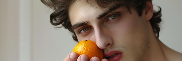 Een knappe man poseert in de studio.