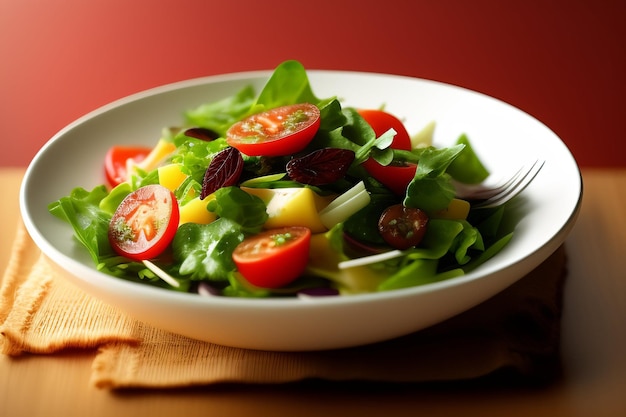 Een kom salade met bieten en tomaten