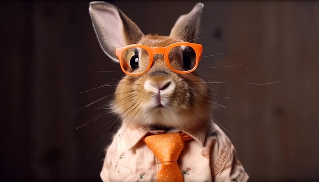 Een konijn met een bril en een shirt met de tekst 'ik hou van jou'