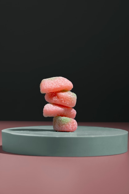 Een levendige en smakelijke tentoonstelling van eiwitgummies