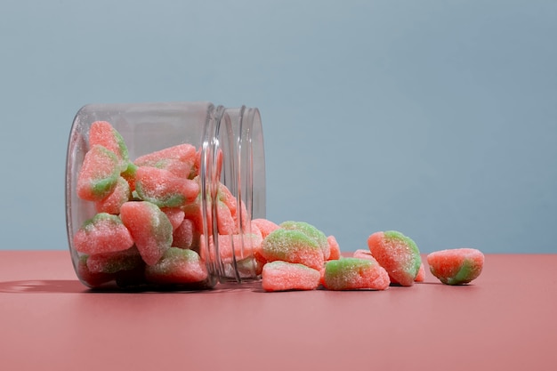 Een levendige en smakelijke tentoonstelling van eiwitgummies