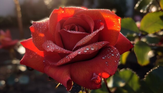 Een levendige tulp bloeit in een door AI gegenereerde vaas