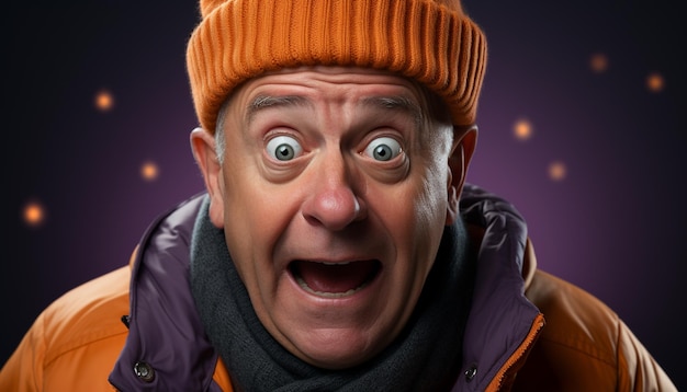 Gratis foto eén man schreeuwt van vreugde tijdens de winternachtviering gegenereerd door kunstmatige intelligentie