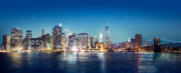 Gratis Foto een mening van de stad van new york bij nacht