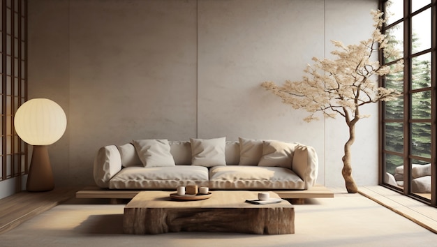 Een mix van minimalistisch nordisch interieurontwerp met Japanse wabi-sabi-stijl