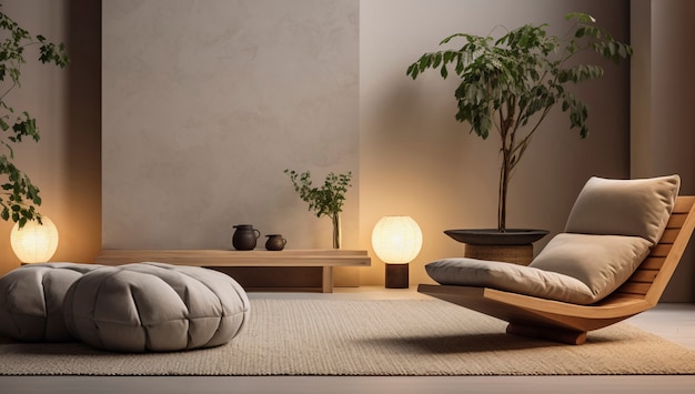 Gratis foto een mix van minimalistisch nordisch interieurontwerp met japanse wabi-sabi-stijl