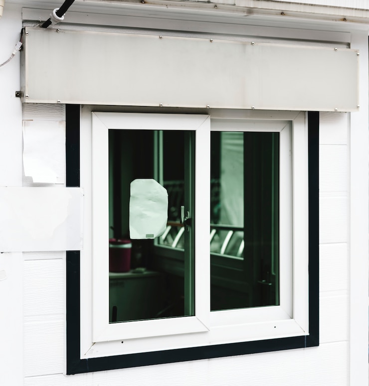Gratis Foto een mockup met witte winkeltekens boven een etalage