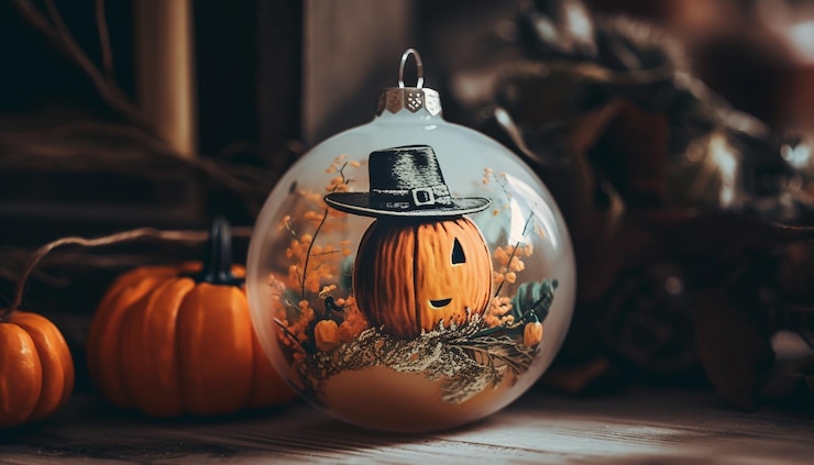 Gratis Foto een pompoenornament met een pompoen erop
