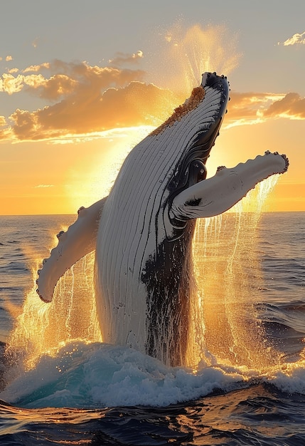 Gratis foto een prachtige walvis die de oceaan oversteekt.