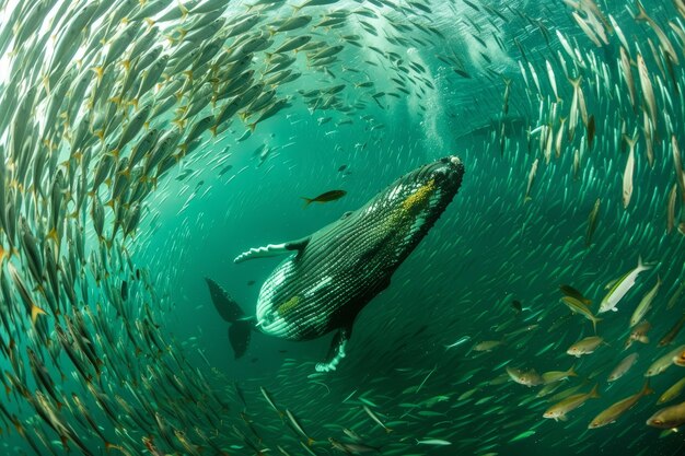 Een prachtige walvis die de oceaan oversteekt.