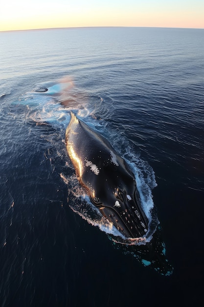 Gratis foto een prachtige walvis die de oceaan oversteekt.