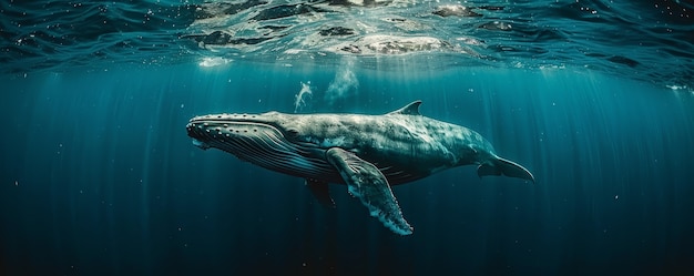 Een prachtige walvis die de oceaan oversteekt.