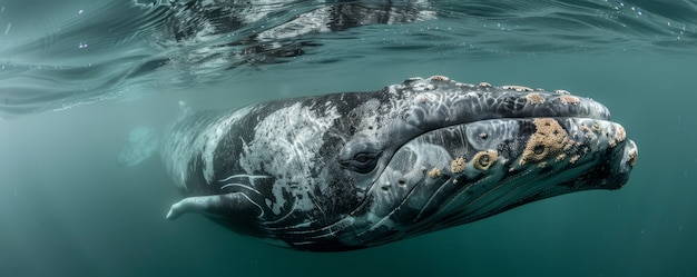 Gratis foto een prachtige walvis die de oceaan oversteekt.