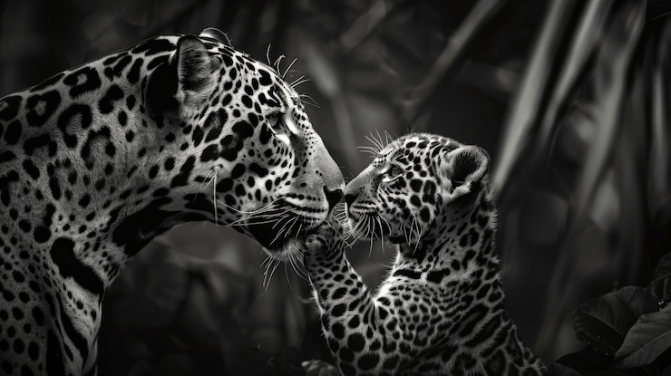 Gratis Foto een prachtige zwart-witte jaguar.