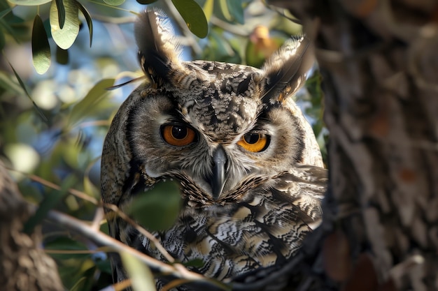 Gratis foto een realistisch beeld van een uil overdag