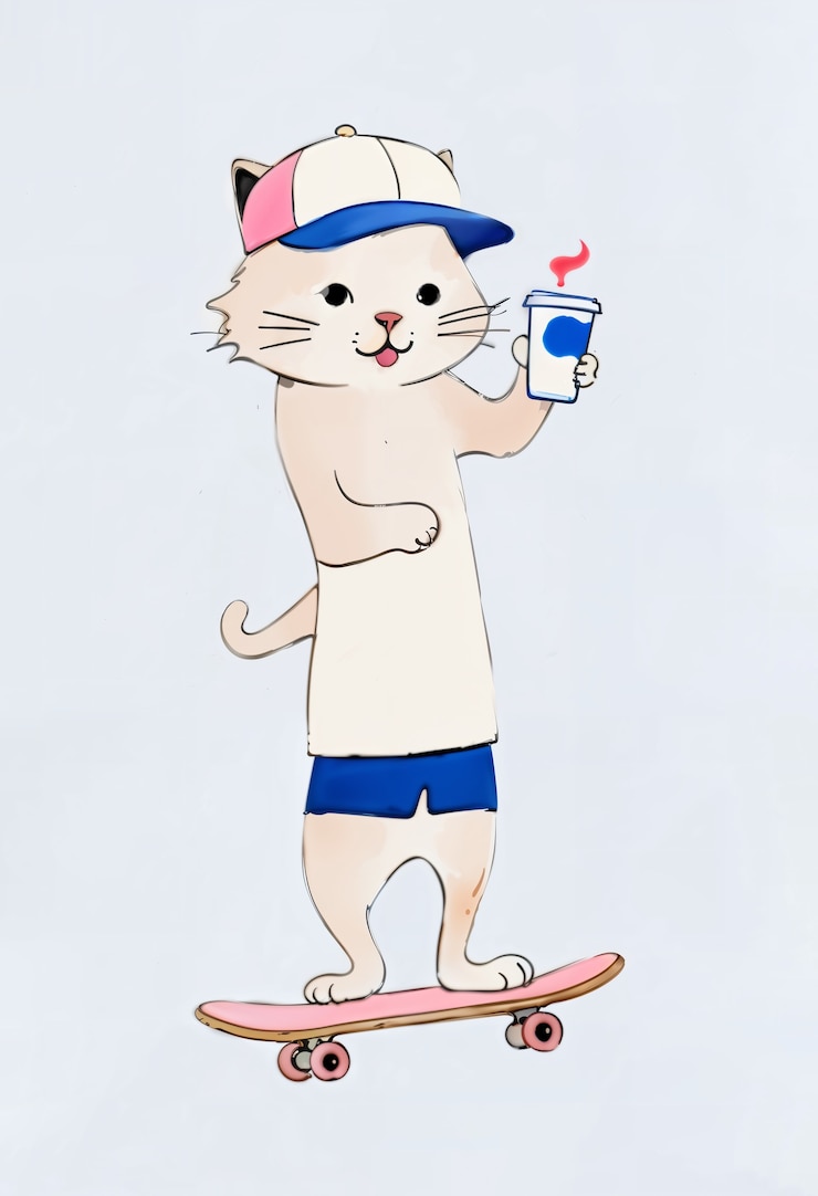 Gratis Foto een schattige illustratie van dieren die skateboarden.