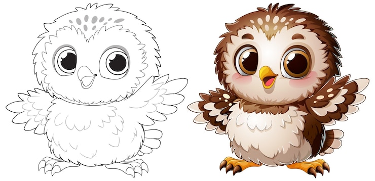 Gratis Foto een schattige illustratie van een baby uil.