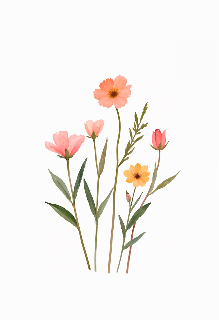 Gratis Foto een schilderij van bloemen met de woorden " bloemen " onderaan.
