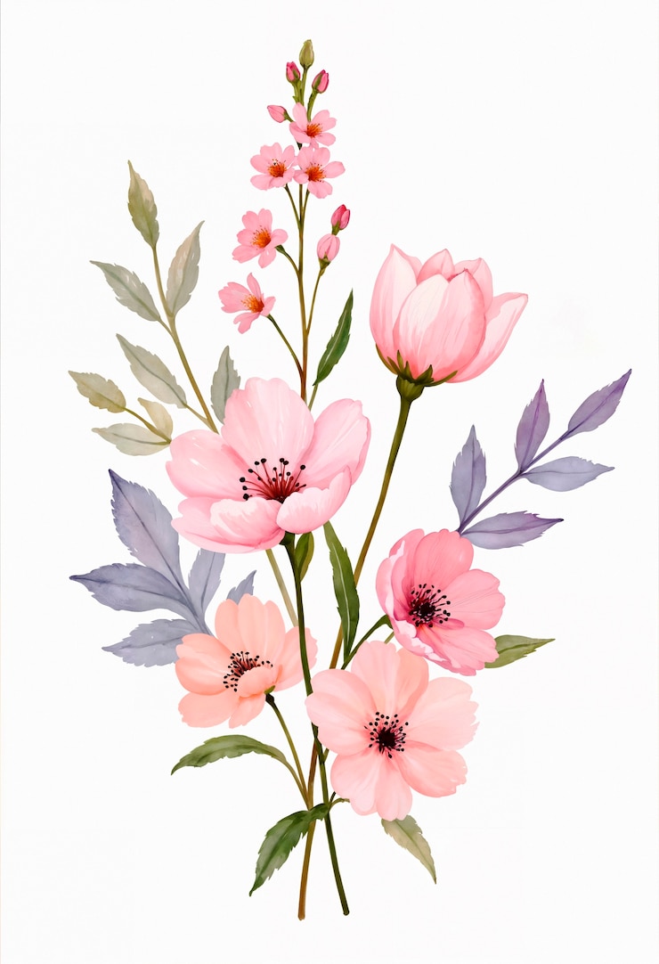 Gratis Foto een schilderij van bloemen met de woorden lente onderaan