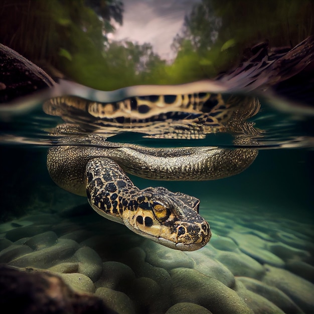 Gratis foto een schildpad die onder water zwemt met een schildpad op de bodem.