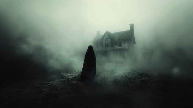 Gratis Foto een spookachtig huis met een spookachtige esthetiek en filmische stijl.