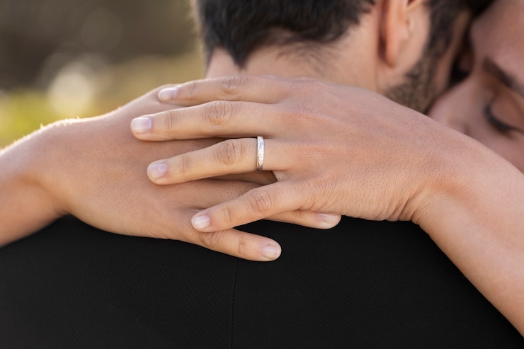 Gratis Foto een stel viert de verloving samen.