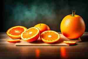 Gratis foto een tafel met sinaasappels en een halve sinaasappel