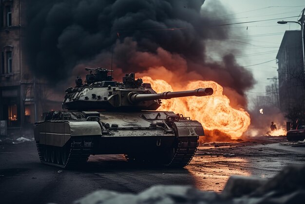 Een tank in een gevecht