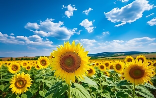 Een veld van bloeiende zonnebloemen