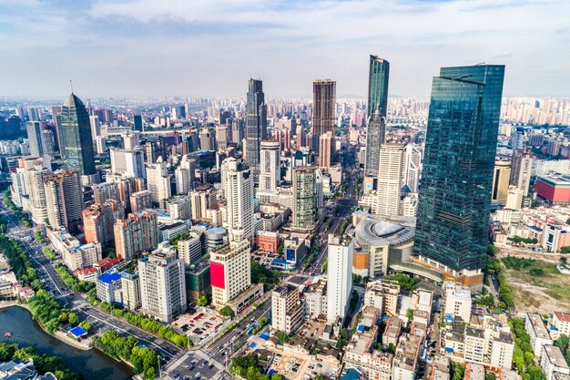 een vogelvlucht van Shanghai